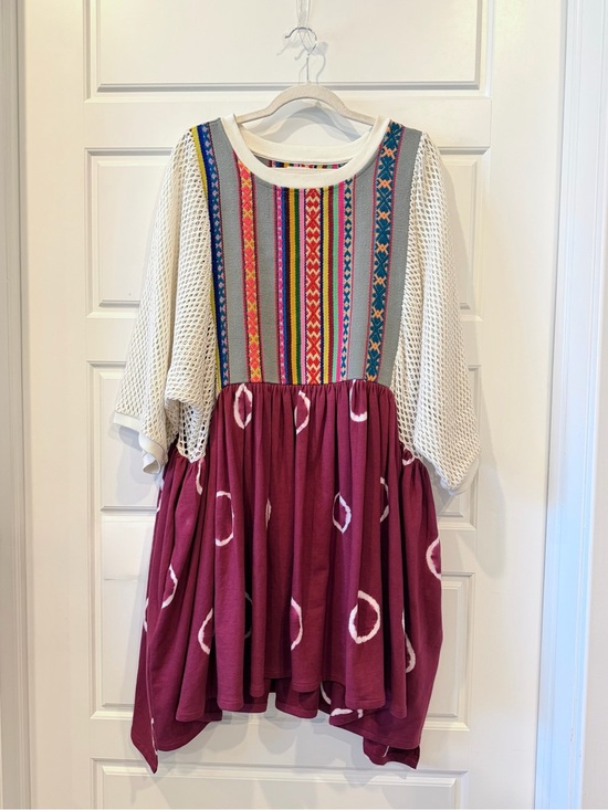 Norblack Norwhite Other - NorBlack NorWhite Kutch Embroidered Mesh Sleeve Shibori Tie Dye Dress L XL Boho